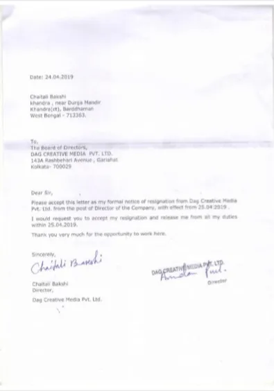 Resignation of DCM director Chaitali Bakshi