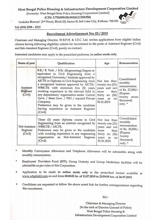 bengal state police advertisement 