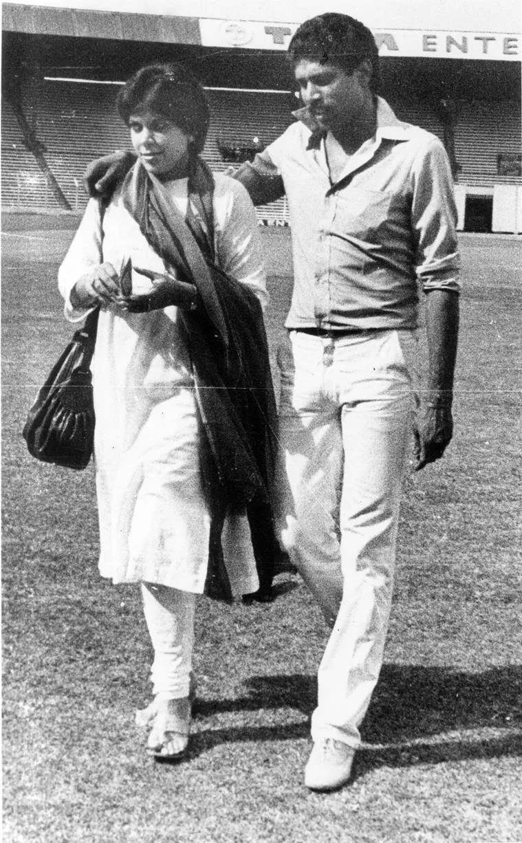 Cricketer Kapil Dev with his wife Romi. Express archive photo *** Local Caption *** Cricketer Kapil Dev with his wife Romi.