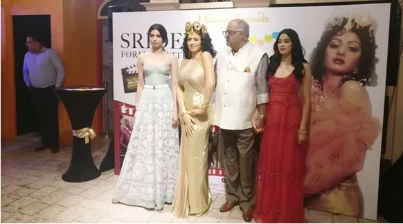 Janhvi Kapoor Khushi Kapoor Boney Kapoor unveiled Sridevi's wax statue at Madame Tussauds