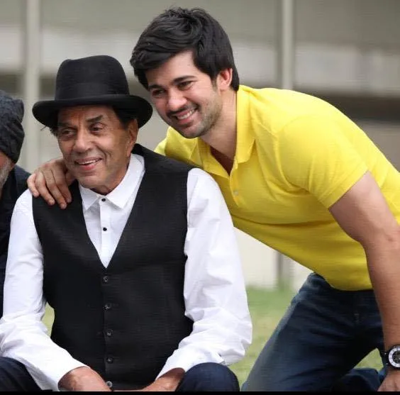 Sunny Deol's son Karan with his grandfather Dharmendra