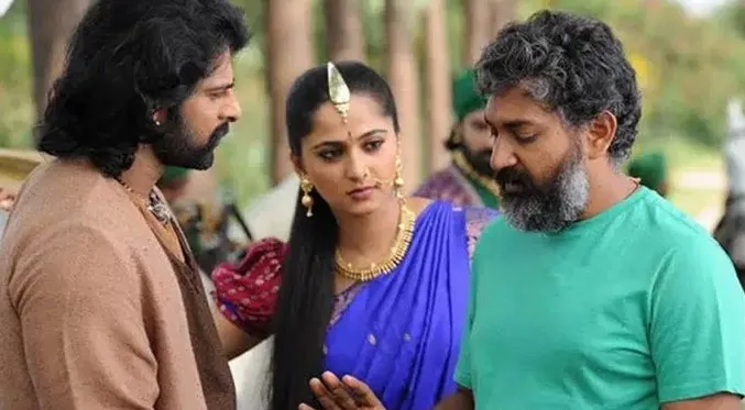 Prabhas with Anushka Shetty and S S Rajamouli