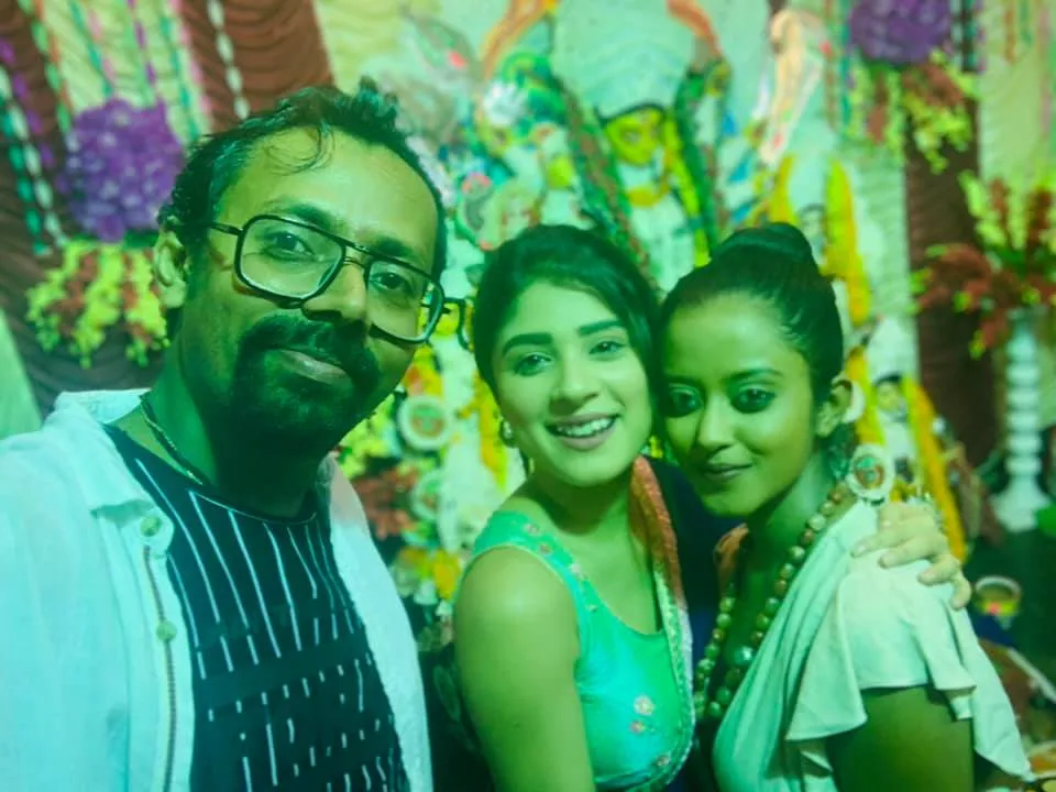 Shruti Das and Adrija Roy in Swornendu Samaddar Puja