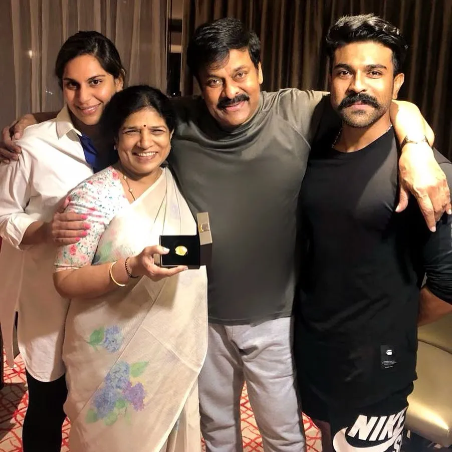 Chiranjeevi with family Ram Charan Upasana Konidela
