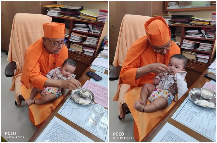 Star Jalsha Ke Apon Ke Por actor Biswajit Ghosh son first rice at Ramakrishna Mission