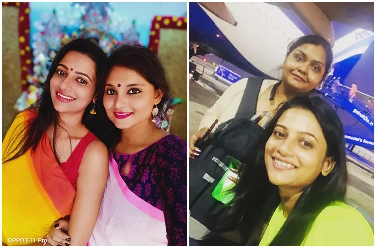 Ushasi Roy with her friend Durga Puja 2019