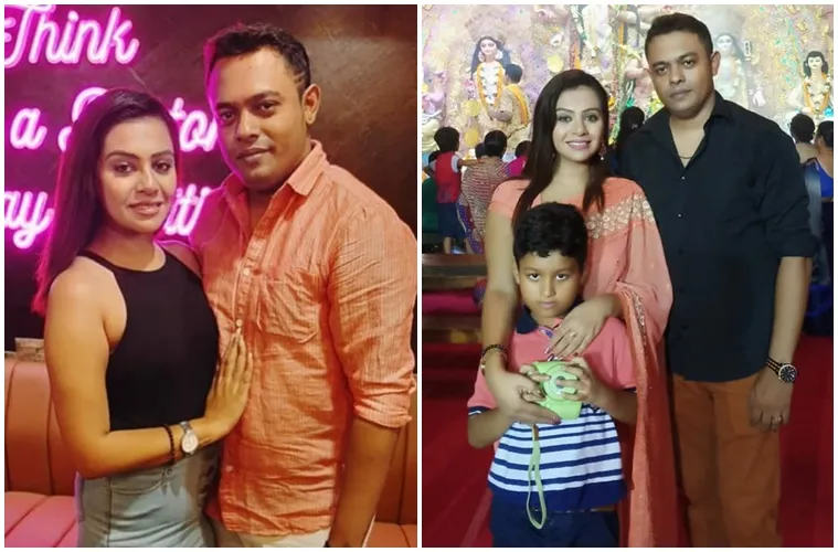 Mrs India Universe Apsara Guhathakurta with husband Soumyojit and son
