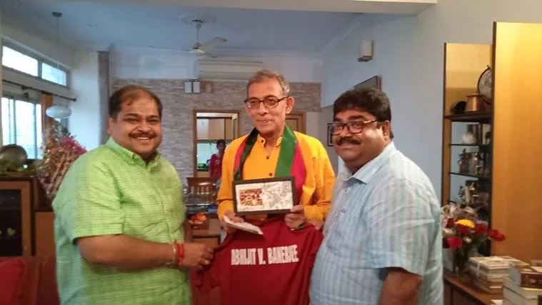 nobel laureate Abhijit Banerjee with mohun bagan officials