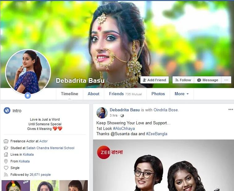 Debadrita Basu fake profile