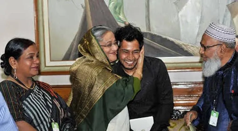 Mushfiqur Rahim and his father Mahbub Hamid and prime minister Sheikh Hasina