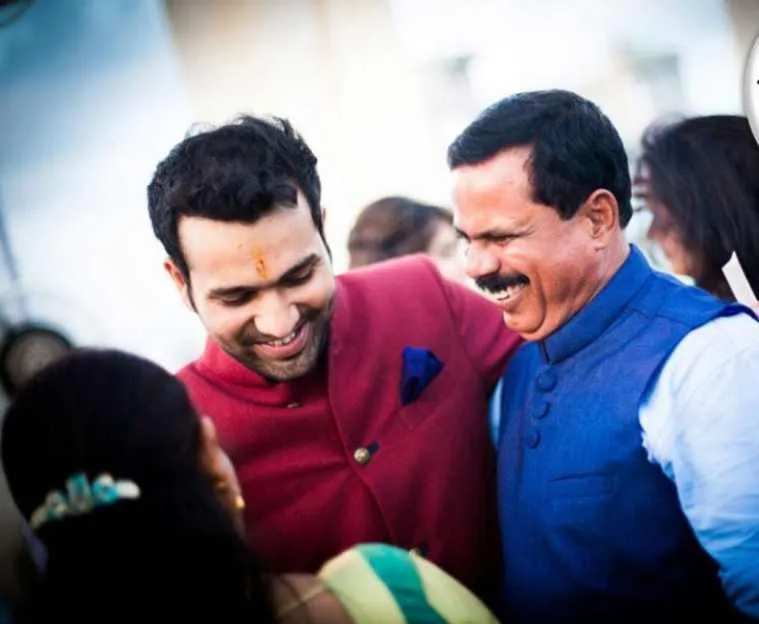 Rohit Sharma with his coach Dinesh Lad