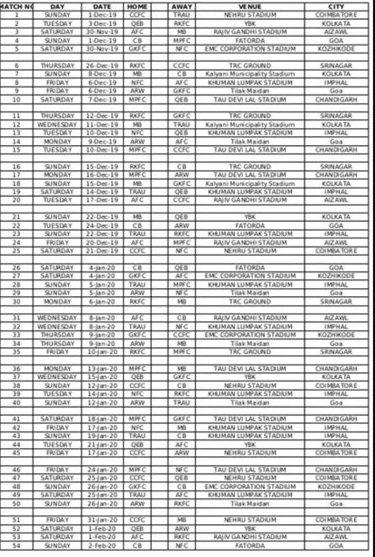 i league fixture