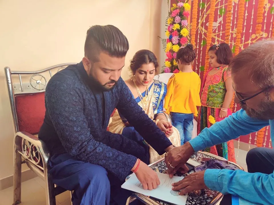 Actress Debaparna Chakraborty and entrepreneur Shubhrajyoti Paul Chowdhury engagement