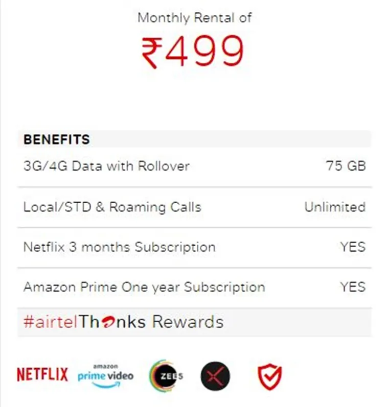 Airte 499 postpaid plan