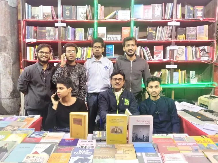 SFI DYFI progressive bookstall Park Street Kolkata during Christmas