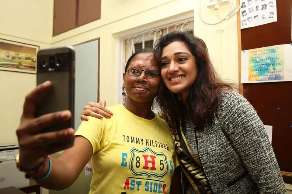Moubani Sorcar with acid attack survivor Sanchayita Jadav