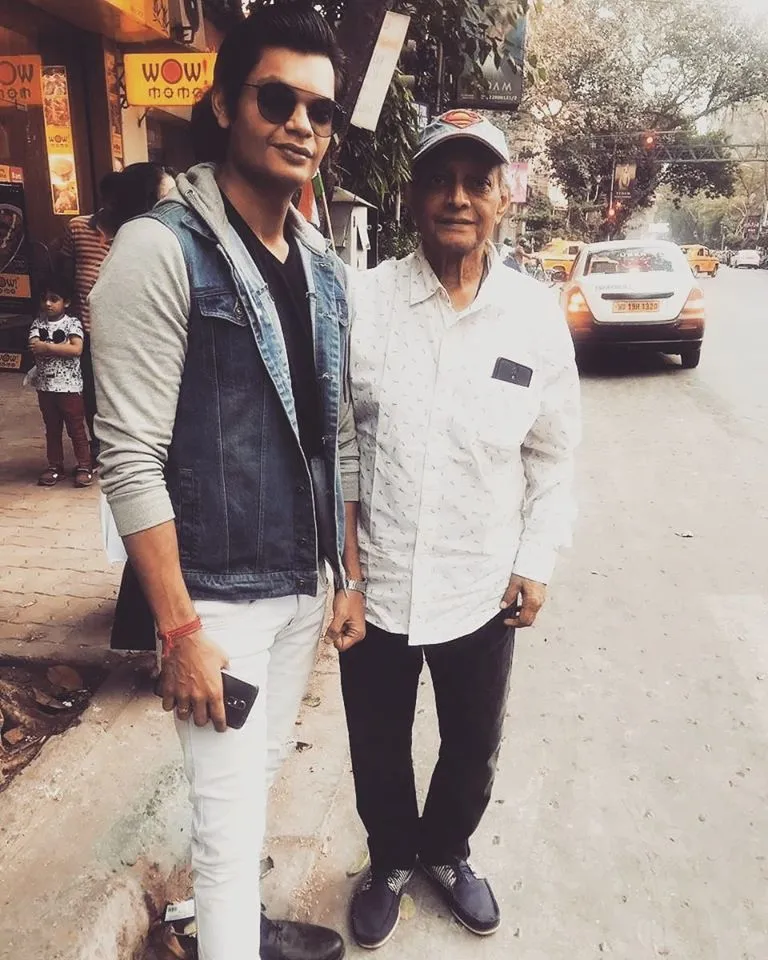 Actor Debopriyo Mukherjee with his late father Mrinal Mukherjee