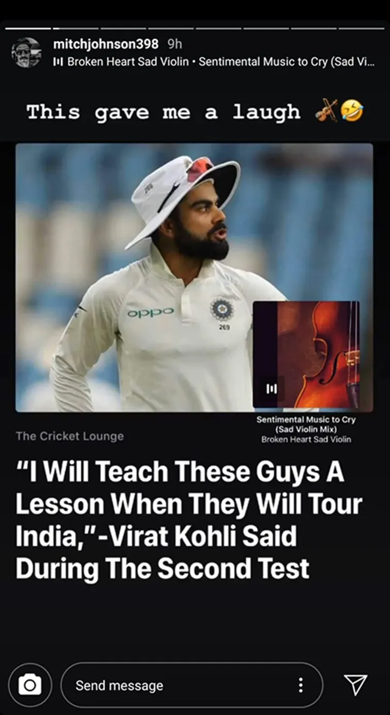 virat kohli vs mitchell johnson