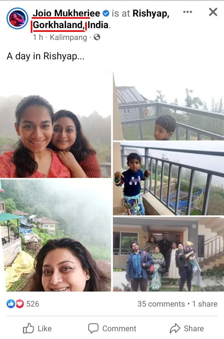 Miss Jojo sparks controversy after her Kalimpong vacation post location shows Gorkhaland