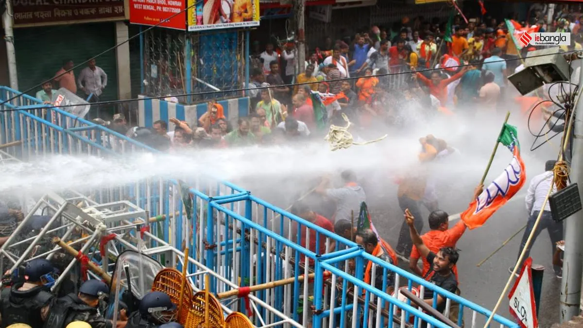 Nabanna Abhijan, BJP,BJP,Police,Nabanna Abhijan,Second Hooghly Bridge,Howrah, বিজেপি, নবান্ন অভিযান, বিজেপির নবান্ন অভিযান, হাওড়া ব্রিজ, দ্বিতীয় হুগলি সেতু, দিলীপ ঘোষ, সুকান্ত মজুমদার, শুভেন্দু অধিকারী, বিজেপি