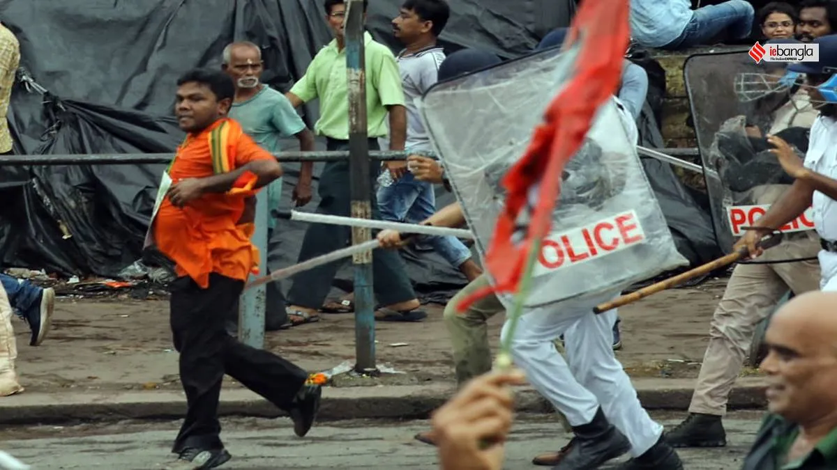 Nabanna Abhijan, BJP,BJP,Police,Nabanna Abhijan,Second Hooghly Bridge,Howrah, বিজেপি, নবান্ন অভিযান, বিজেপির নবান্ন অভিযান, হাওড়া ব্রিজ, দ্বিতীয় হুগলি সেতু, দিলীপ ঘোষ, সুকান্ত মজুমদার, শুভেন্দু অধিকারী, বিজেপি
