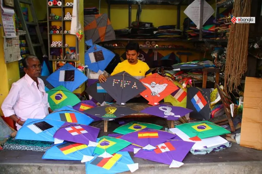 Qatar World Cup 2022: Kolkata Kite Shop with country flags