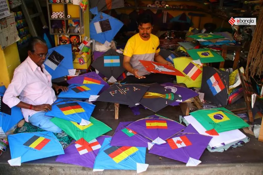 Qatar World Cup 2022: Kolkata Kite Shop with country flags