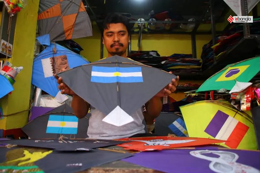 Qatar World Cup 2022: Kolkata Kite Shop with country flags