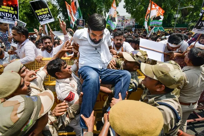 IYC protest over Manipur violence