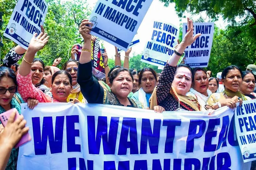 Mahila Congress protest over Manipur violence