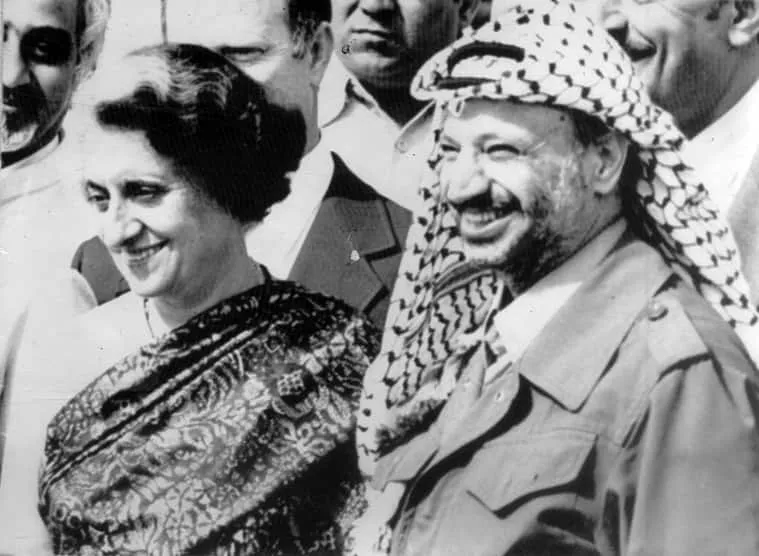 Yasser Arafat, Chairman of the Palestinian Liberation organisation with Indian Prime Minister Indira Gandhi.