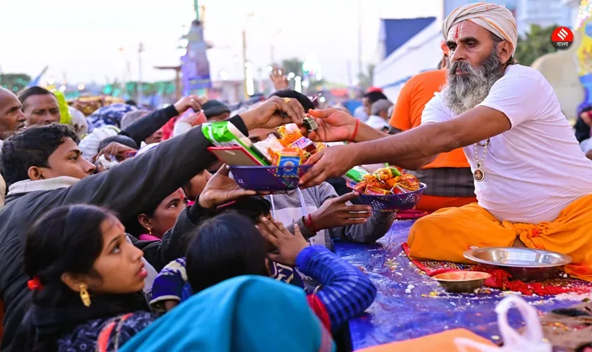 devotees gathered for holy dip in gangasagar
