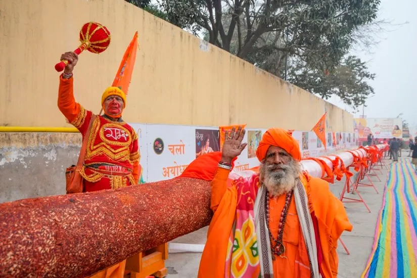 108-foot-long incense stick lit at Ayodhya