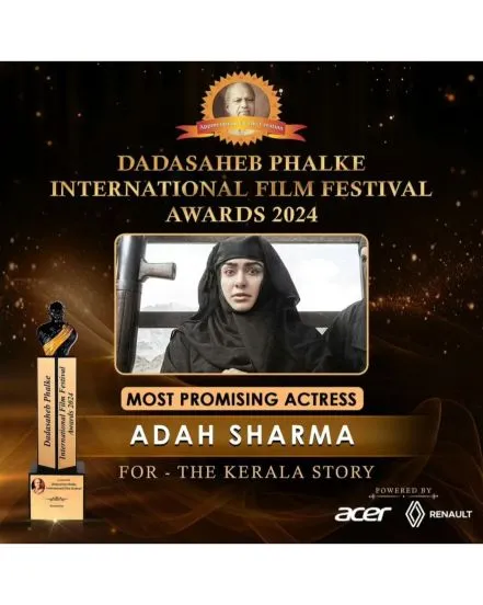 Adah Sharma DadaSaheb Phalke International film awards 2024 Most promising actress Kerala story movie