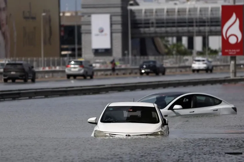 Dubai UAE Heavy Rainfall Floods Photos