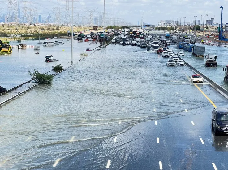 Dubai UAE Heavy Rainfall Floods Photos