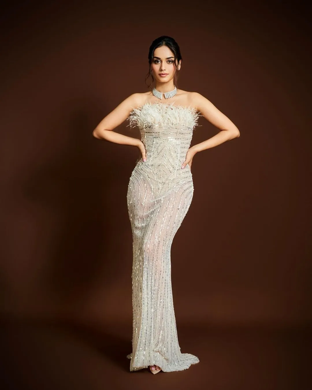 Manushi Chhillar Off Shoulder Dress