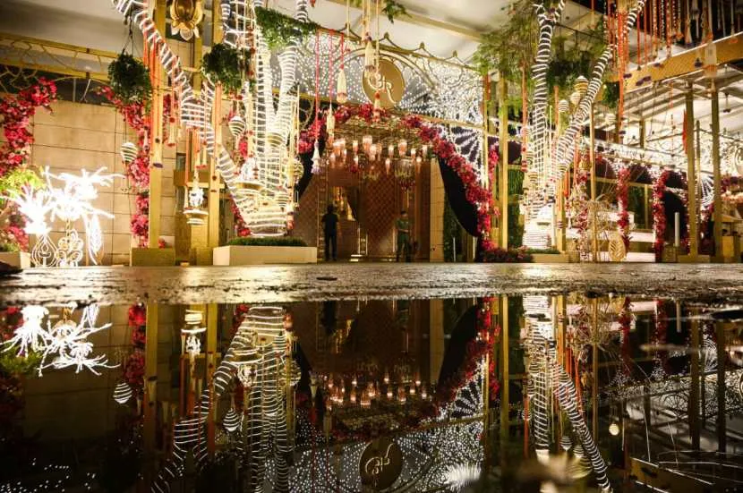 Antilia, the residence of the Ambani family, decks up with decorative lighting ahead of Mukesh Ambani's son, Anant Ambani's wedding with Radhika Merchant.