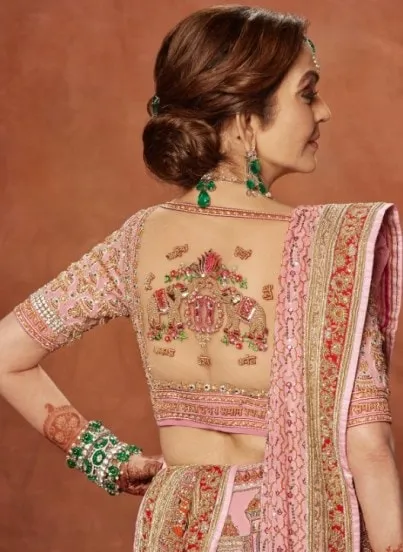 Nita Ambani blouse design has names of children and sankrit shloka