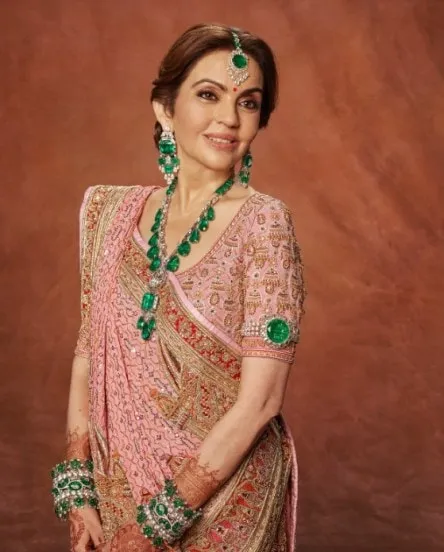 Nita Ambani blouse design has names of children and sankrit shloka
