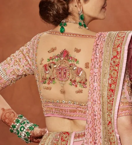 Nita Ambani blouse design has names of children and sankrit shloka