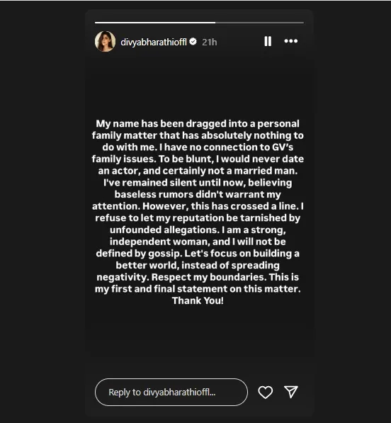 Divya Bharathi instagram statement