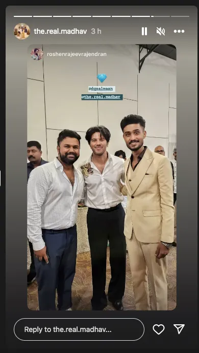 Madhav with Dulquer Salmaan