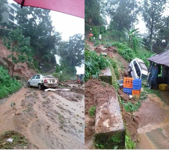 car, land slide, rain, munnar,