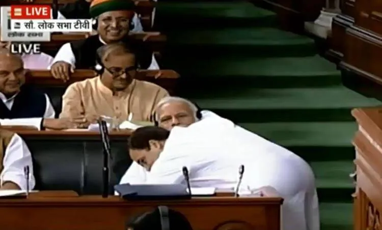 Rahul hugs modi
