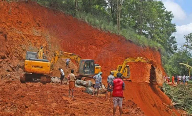 Reconstruction work in progress at NH 185 near Kathipara in Idukki district Express Photo Nirmal Harindran
