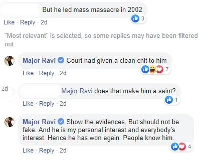 Major Ravi, Narendra Modi, facebook post, gujrat riot, iemalayalam