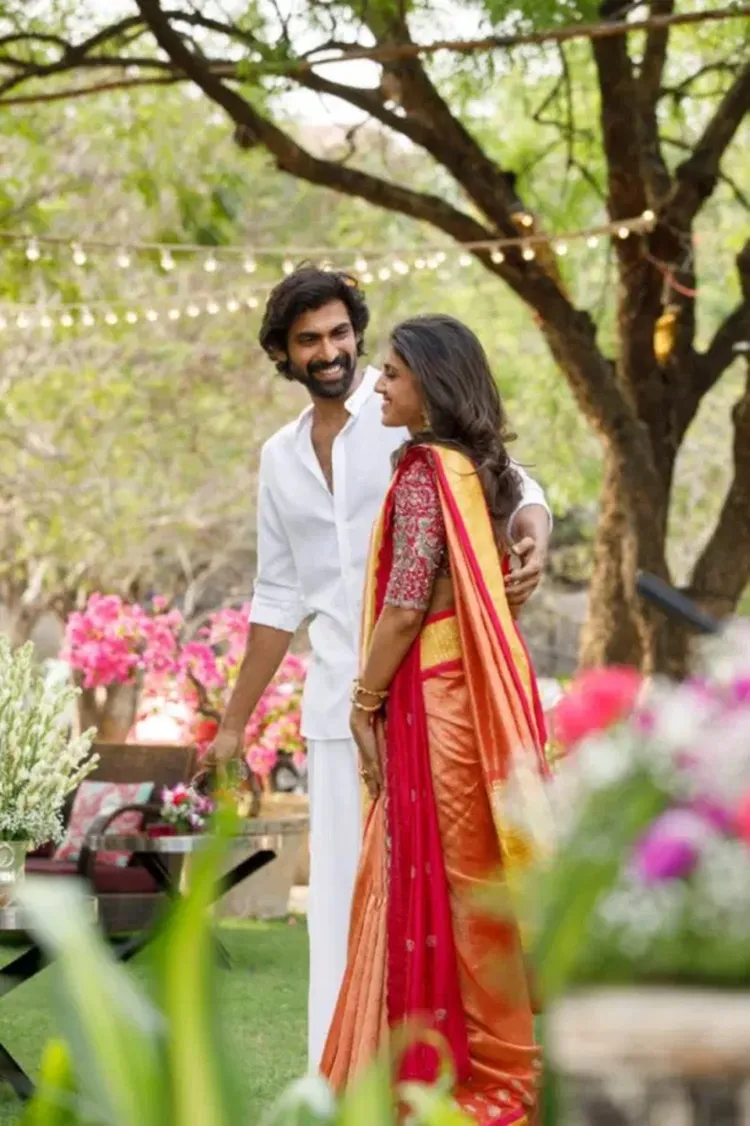 rana daggubati engagement, rana daggubati, റാണ ദഗ്ഗുബാട്ടി, മിഹീഖ ബജാജ്, miheeka bajaj, rana daggubati roka, roka function, rana daggubati roka function, naga chaitanya samantha rana engagement, chaysam photos rana engagement, rana daggubati engagement photos, rana daggubati girlfriend, rana daggubati photos, miheeka bajaj photo, Indian express malayalam, IE malayalam