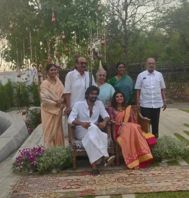 rana daggubati engagement, rana daggubati, റാണ ദഗ്ഗുബാട്ടി, മിഹീഖ ബജാജ്, miheeka bajaj, rana daggubati roka, roka function, rana daggubati roka function, naga chaitanya samantha rana engagement, chaysam photos rana engagement, rana daggubati engagement photos, rana daggubati girlfriend, rana daggubati photos, miheeka bajaj photo, Indian express malayalam, IE malayalam