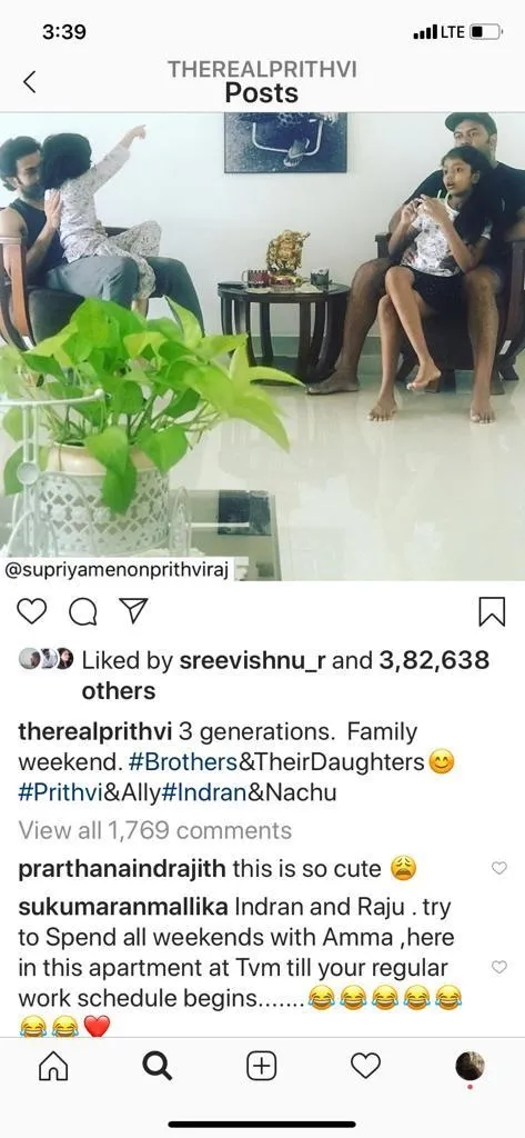 Prithviraj, പൃഥ്വിരാജ്, Indrajith, ഇന്ദ്രജിത്, mallika sukumaran, മല്ലിക സുകുമാരൻ